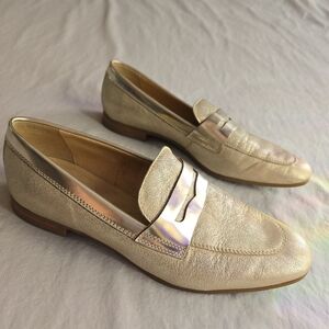 Geox Marlyna Gold Leather Metallic Loafer EU 41 US 10.5